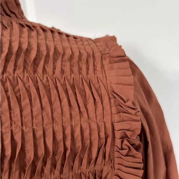 V De Vinster size M Birdy Dress Pleated Cutout Bodice Terracotta Brown - Picture 8 of 11